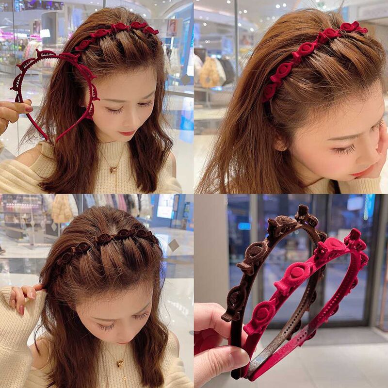 Hair Care Baby - 1/3 Pcs Flocking Braided Headband for