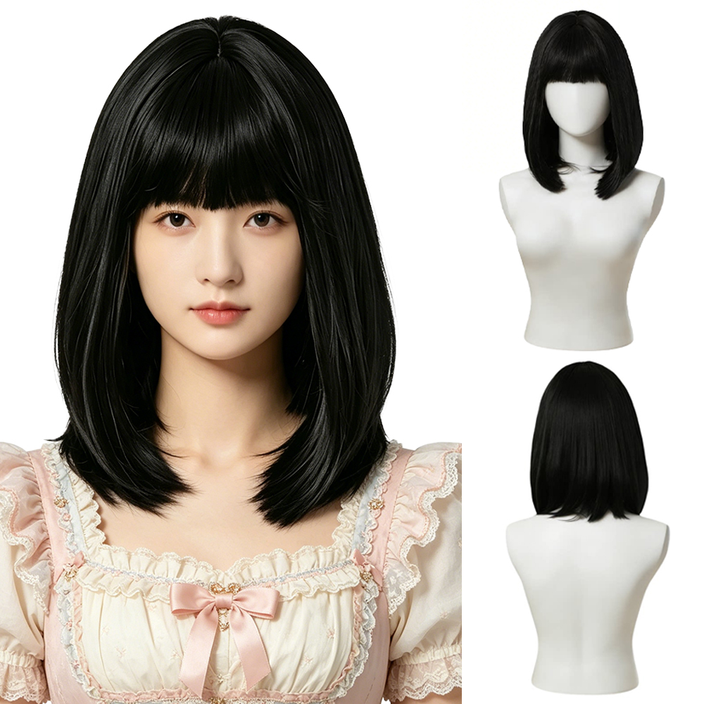 Natural Black Bob Wig with Ban - Hair Care High End review and price