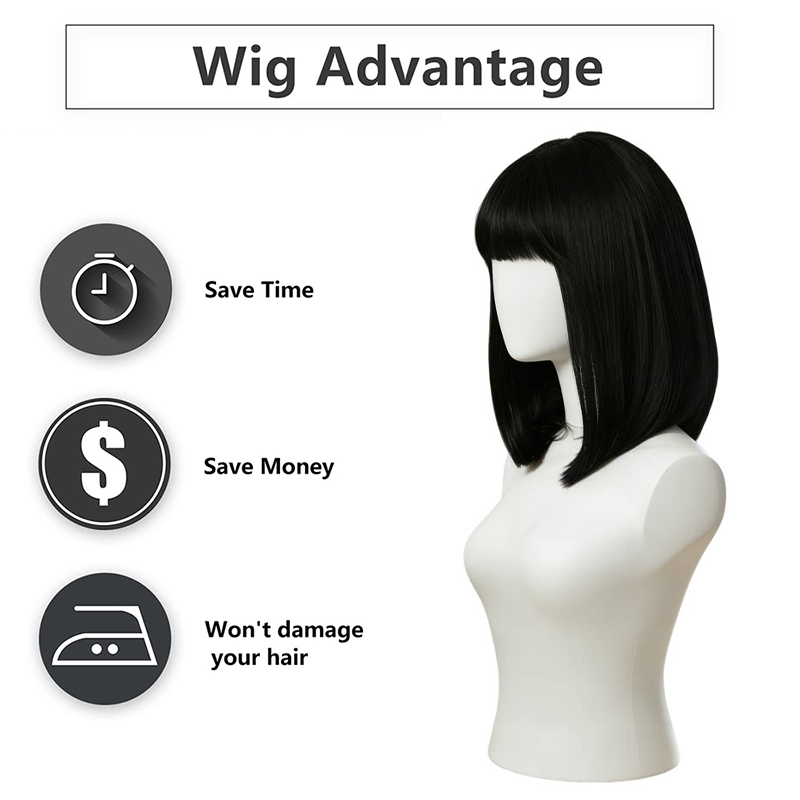 Natural Black Bob Wig with Ban - Hair Care High End review and price